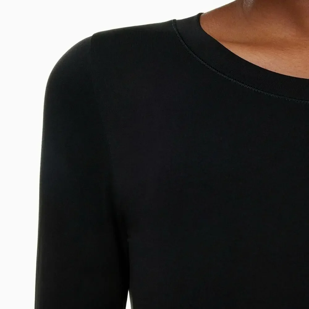 NEW Aritzia Sinch Smooth Seamless Cropped Longsleeve Top in Black, Women's Small